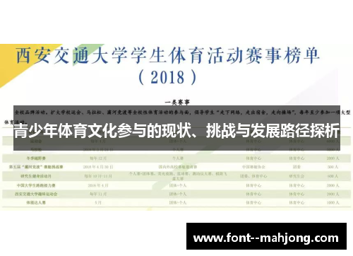 青少年体育文化参与的现状、挑战与发展路径探析 青少年体育文化参与的现状、挑战与发展路径探析
